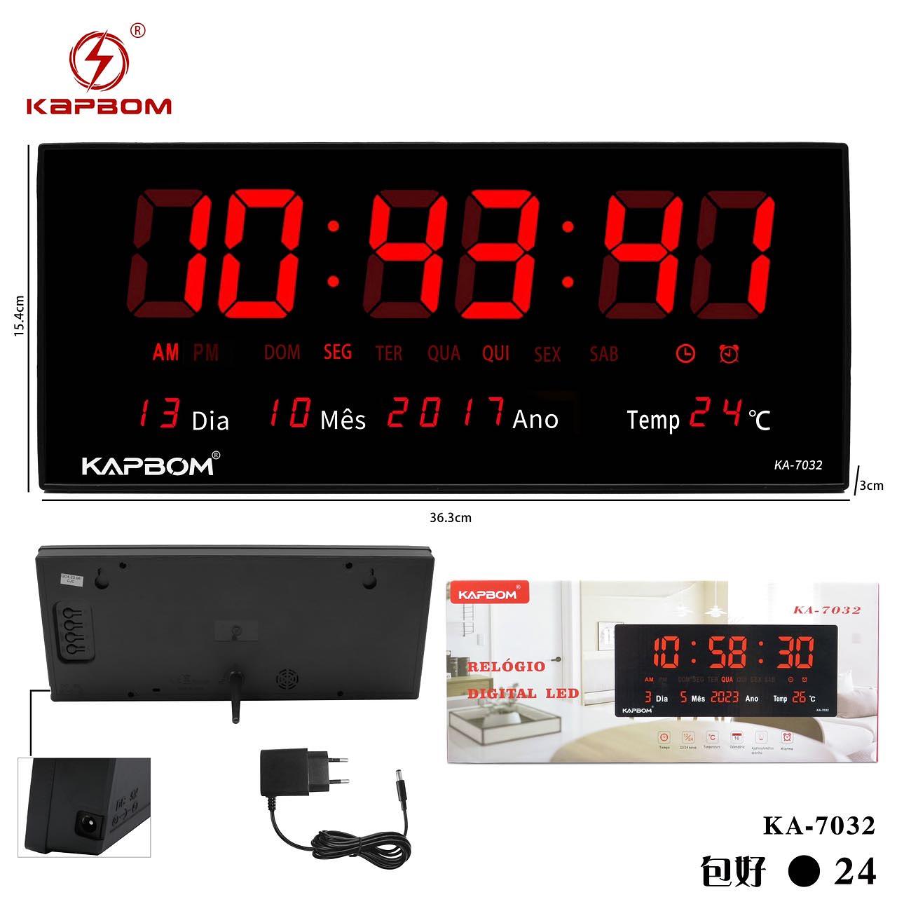Relógio Digital de Mesa LED com Despertador - KA-7052